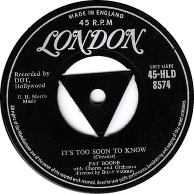 Album Cover Art for It's Too Soon To Know